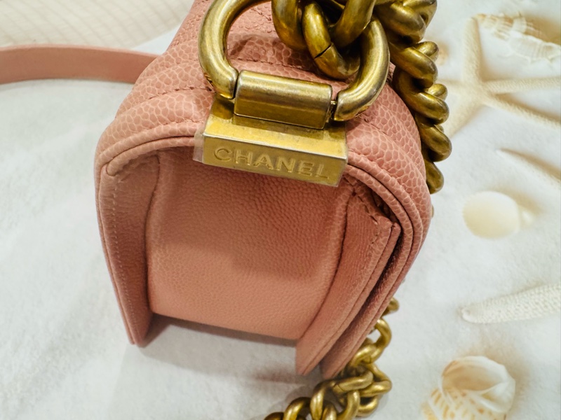 優質二手 Chanel 香奈兒 Chanel boy 20荔枝牛皮金鏈-7