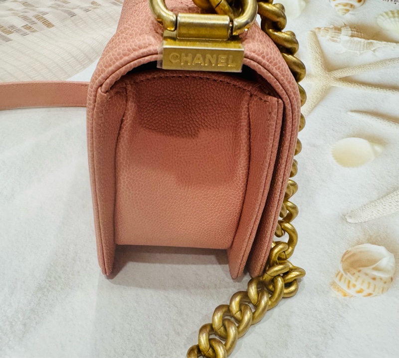 優質二手 Chanel 香奈兒 Chanel boy 20荔枝牛皮金鏈-8