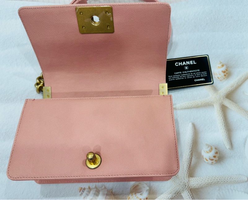 優質二手 Chanel 香奈兒 Chanel boy 20荔枝牛皮金鏈-12