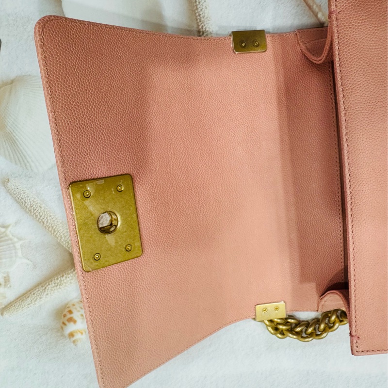 優質二手 Chanel 香奈兒 Chanel boy 20荔枝牛皮金鏈-15