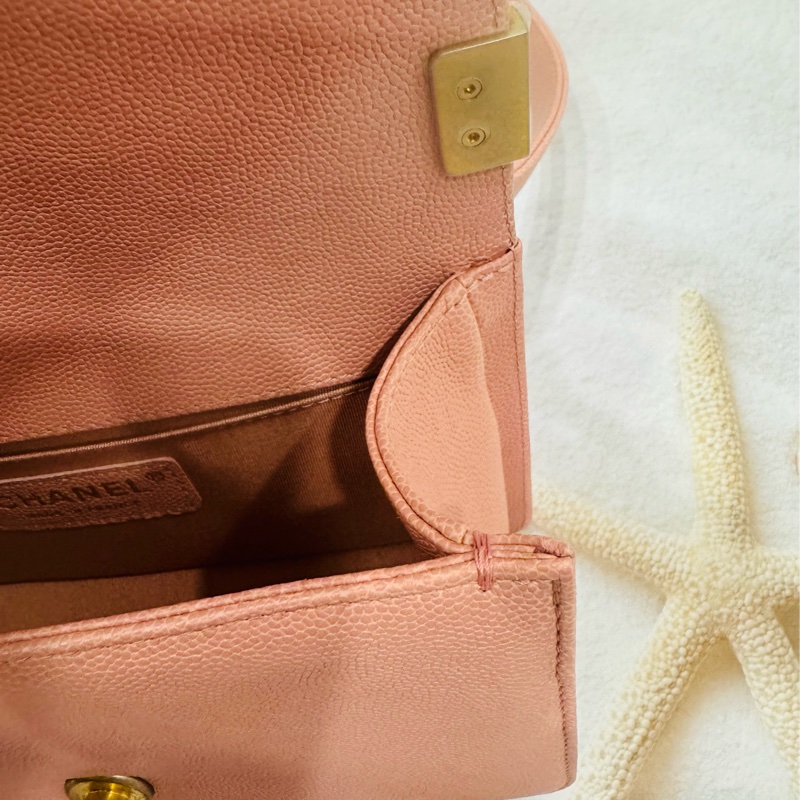 優質二手 Chanel 香奈兒 Chanel boy 20荔枝牛皮金鏈-18