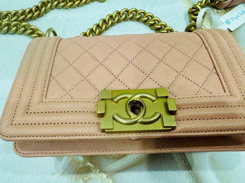 優質二手 Chanel 香奈兒 Chanel boy 20荔枝牛皮金鏈-20