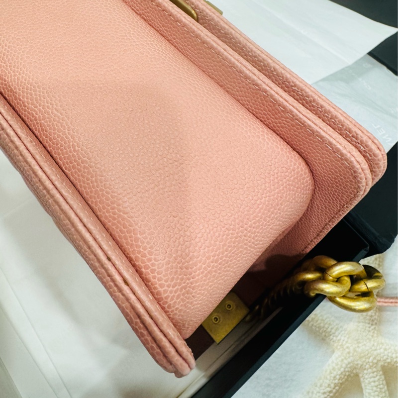 優質二手 Chanel 香奈兒 Chanel boy 20荔枝牛皮金鏈-22