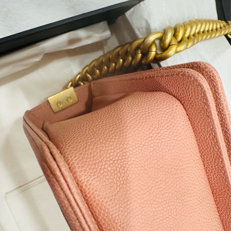 優質二手 Chanel 香奈兒 Chanel boy 20荔枝牛皮金鏈-23