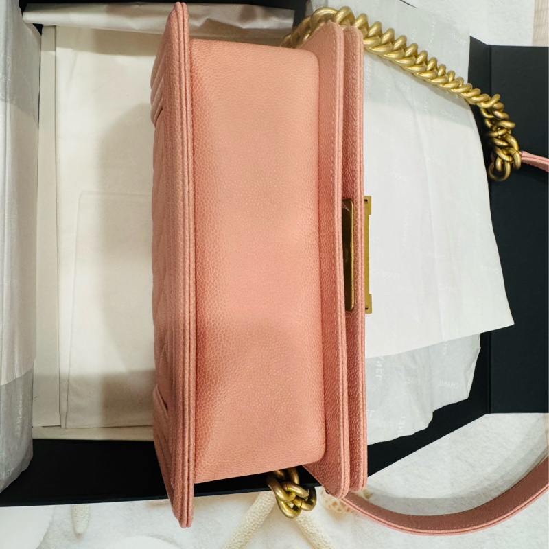 優質二手 Chanel 香奈兒 Chanel boy 20荔枝牛皮金鏈-24