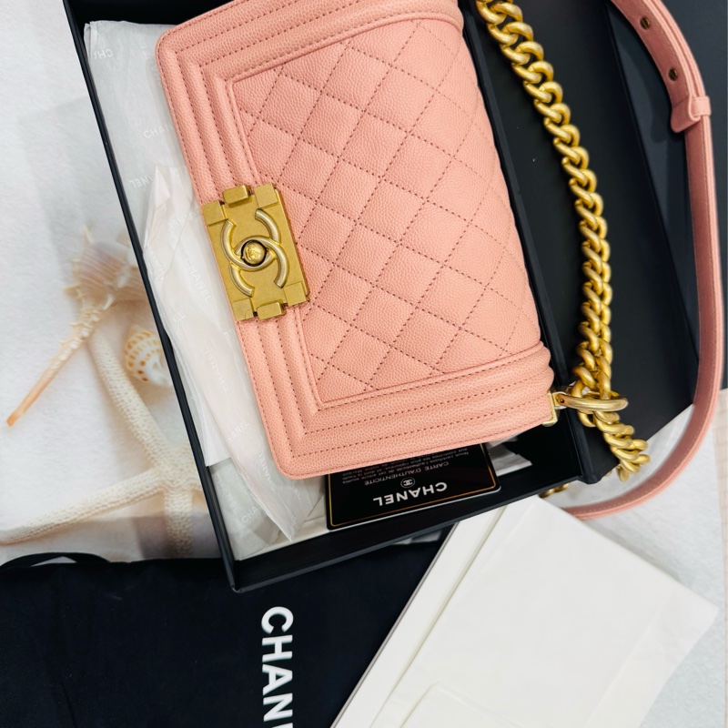 優質二手 Chanel 香奈兒 Chanel boy 20荔枝牛皮金鏈-25