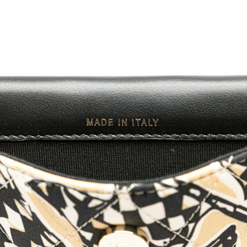 香奈兒 (CHANEL) 女士絎縫 Coco 標誌棋盤格紋迷你鏈條肩背包,米色和黑色帆布皮革款-8