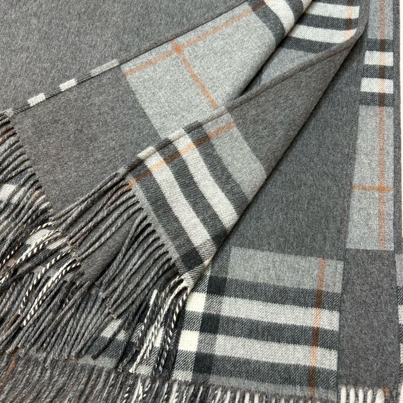 BURBERRY英國超長灰色羊絨混紡披肩斗篷-9