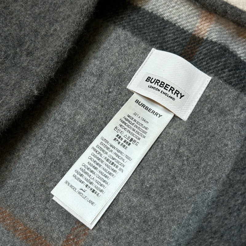 BURBERRY英國超長灰色羊絨混紡披肩斗篷-12