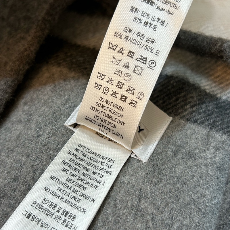 BURBERRY英國超長灰色羊絨混紡披肩斗篷-13