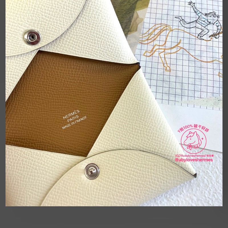 Rubyloveshermes1愛馬仕calvi芝麻拼nata名片夾卡包hermes卡夾-3