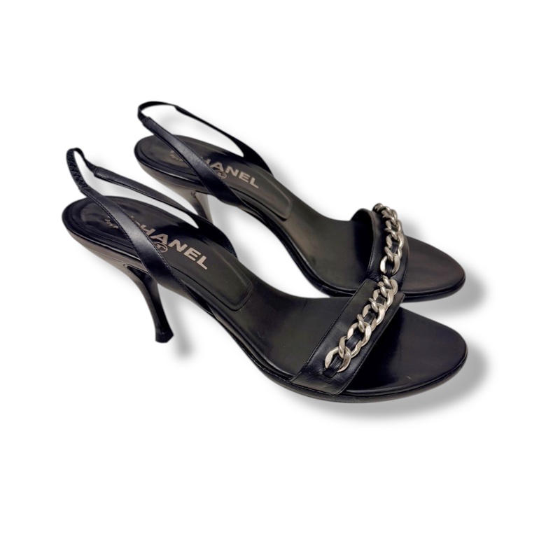🍒CHANEL 二手一字鏈高跟鞋size:37.5 / 2F251116-1-1