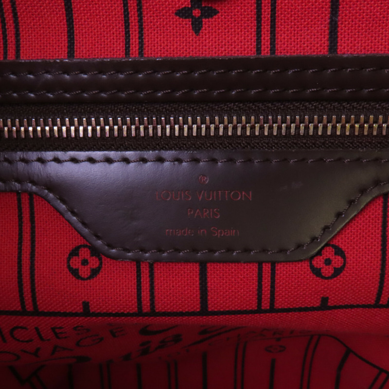 LOUIS VUITTON Damier Ebene Neverfull MM金扣肩背袋-5