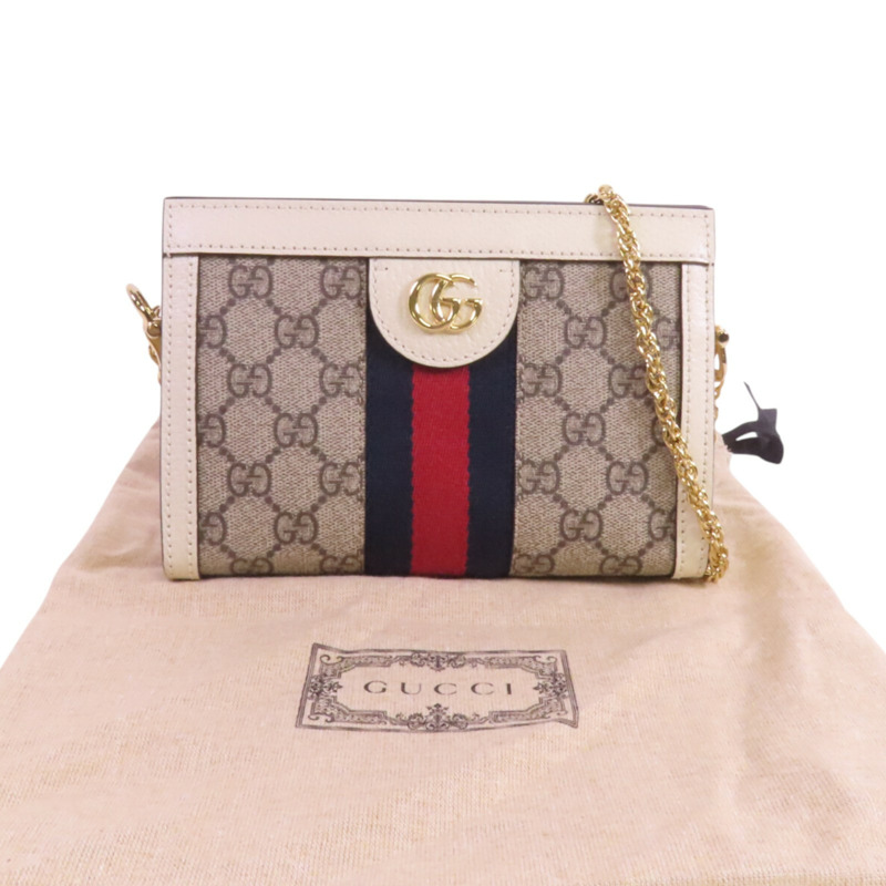 GUCCI 塗層帆布Ophidia金扣鏈帶肩背袋-9