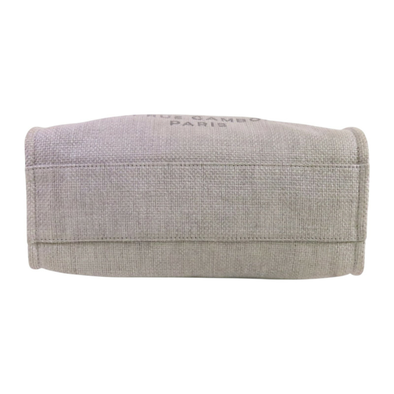 CHANEL 帆布Small Deauville Tote Bag銀扣鏈帶肩背袋-3