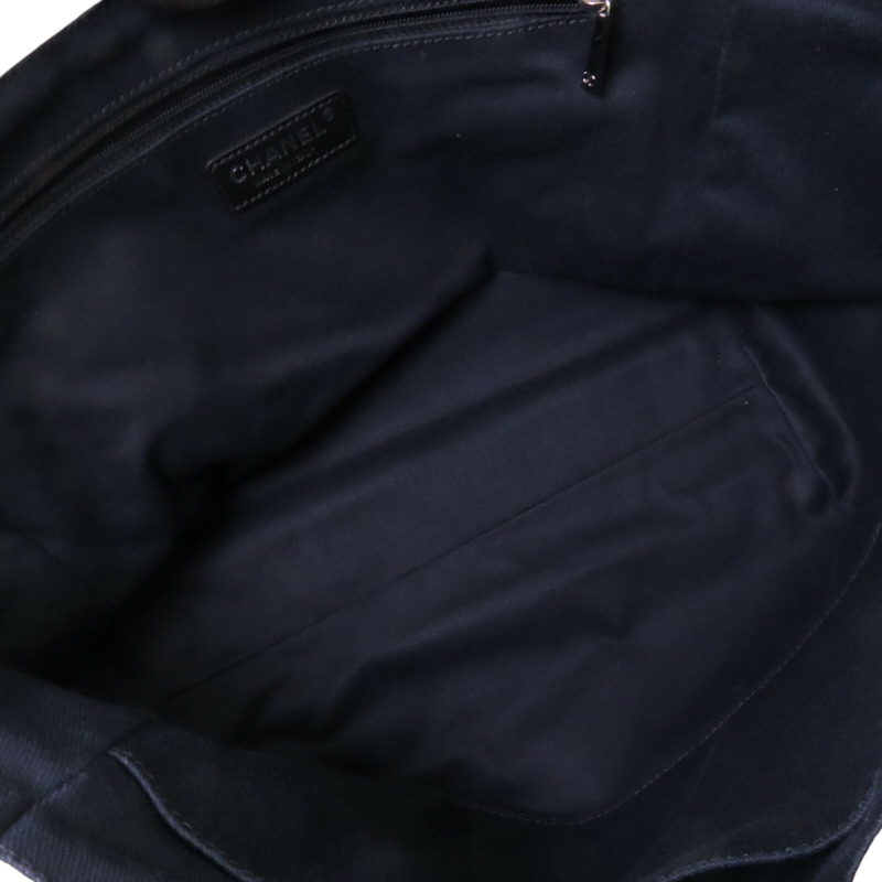 CHANEL 帆布Small Deauville Tote Bag銀扣鏈帶肩背袋-4