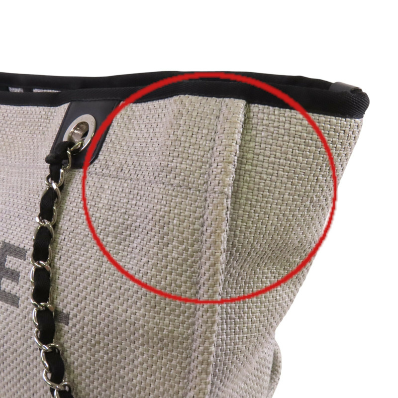 CHANEL 帆布Small Deauville Tote Bag銀扣鏈帶肩背袋-15