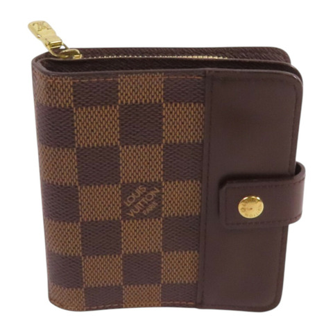 LOUIS VUITTON Damier Ebene Compact Zip Wallet金扣短錢包