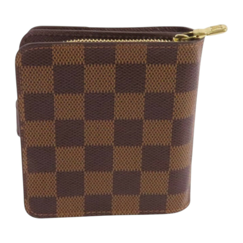 LOUIS VUITTON Damier Ebene Compact Zip Wallet金扣短錢包-1