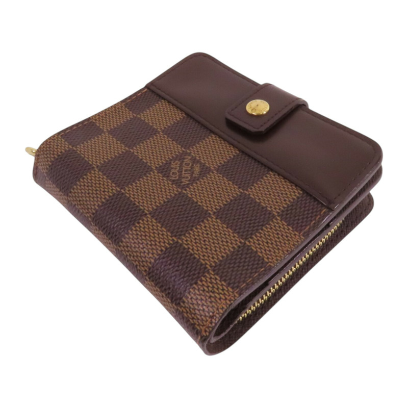 LOUIS VUITTON Damier Ebene Compact Zip Wallet金扣短錢包-2