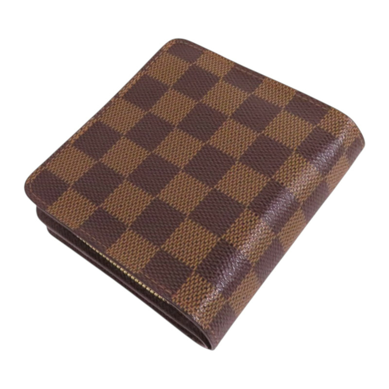 LOUIS VUITTON Damier Ebene Compact Zip Wallet金扣短錢包-3