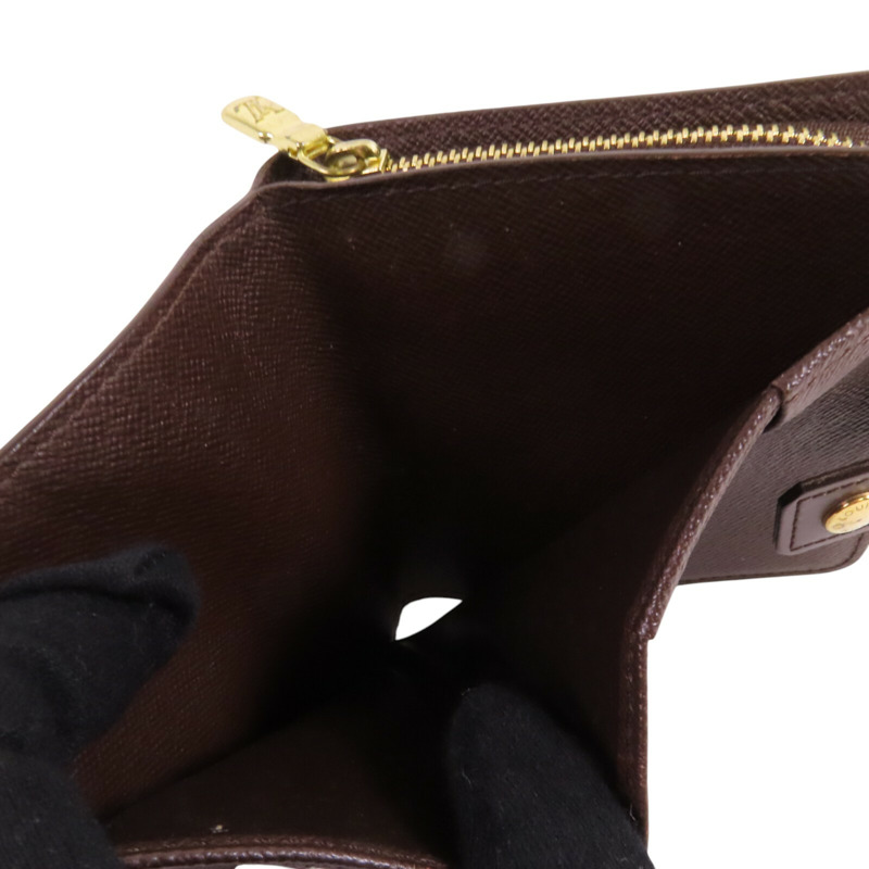 LOUIS VUITTON Damier Ebene Compact Zip Wallet金扣短錢包-5