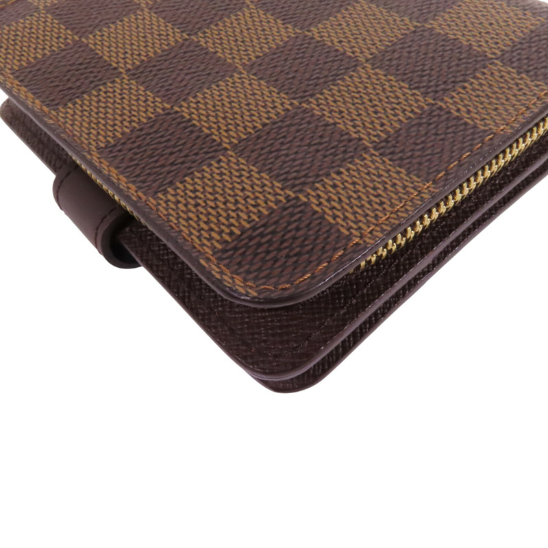LOUIS VUITTON Damier Ebene Compact Zip Wallet金扣短錢包-12