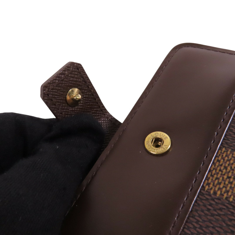 LOUIS VUITTON Damier Ebene Compact Zip Wallet金扣短錢包-17