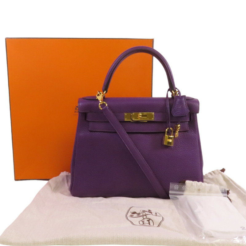 HERMES Togo皮革Kelly 28金扣手挽肩背兩用袋-9