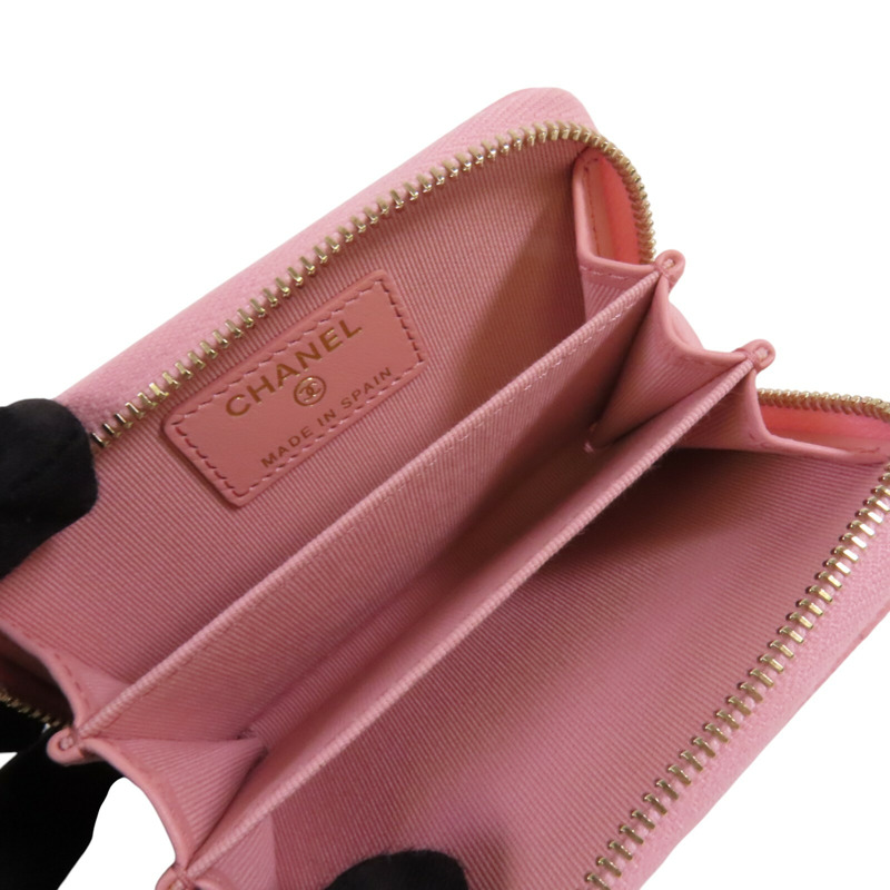 CHANEL 牛皮皮革Coins Card Case金扣零錢卡套-5