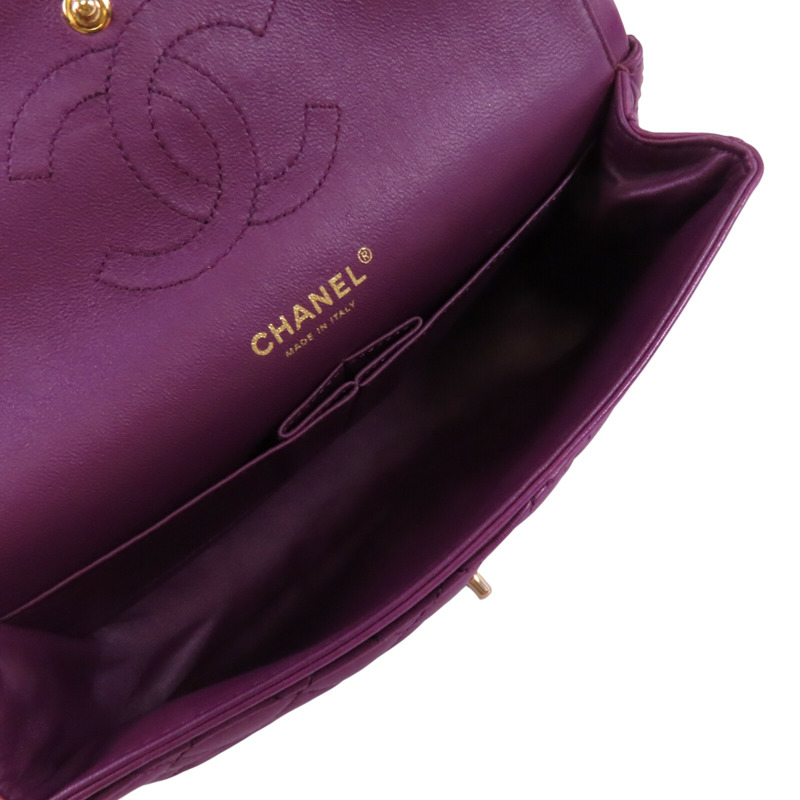 CHANEL 羊皮皮革Classic 25金扣鏈帶肩背袋-4