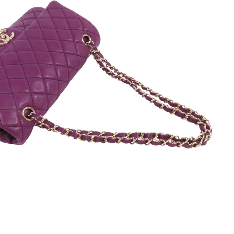 CHANEL 羊皮皮革Classic 25金扣鏈帶肩背袋-7