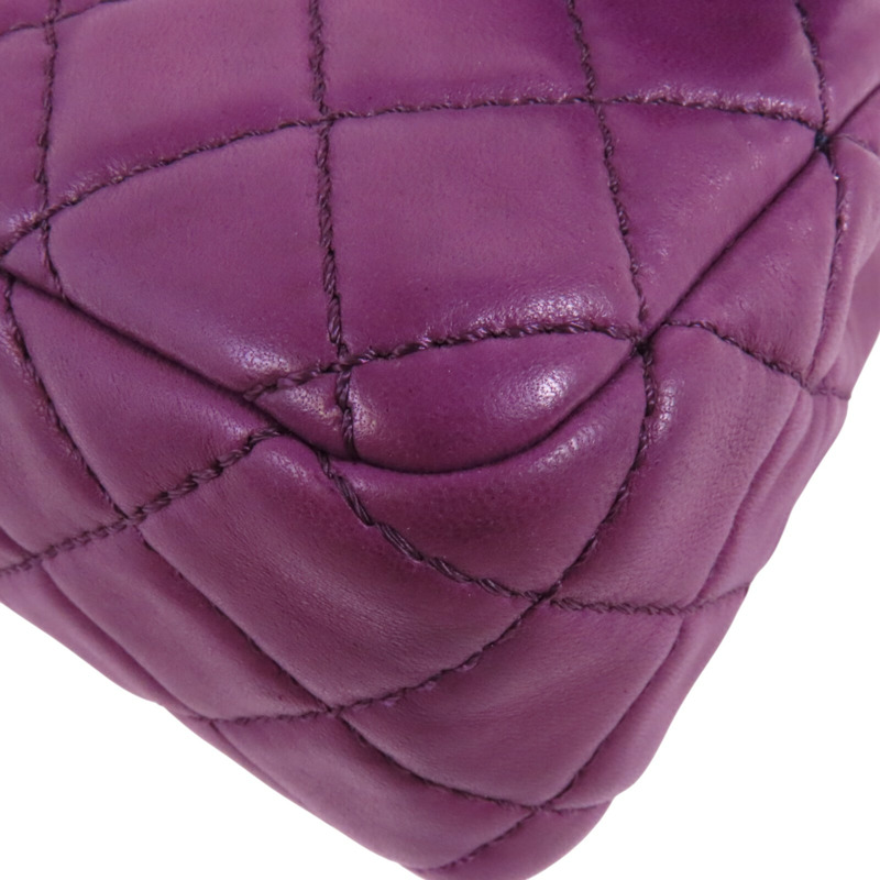 CHANEL 羊皮皮革Classic 25金扣鏈帶肩背袋-11