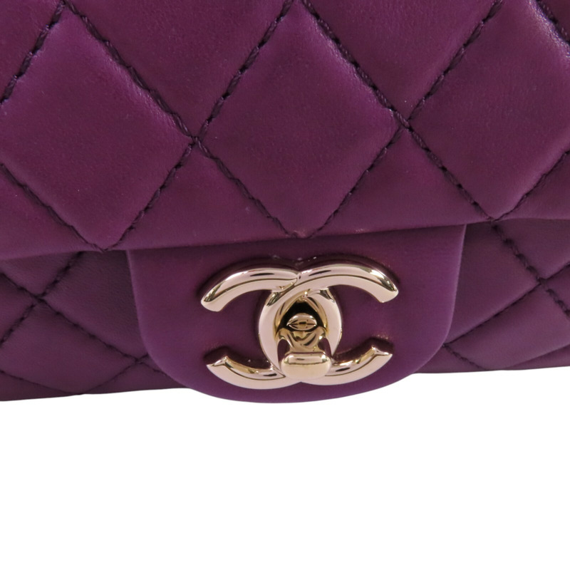 CHANEL 羊皮皮革Classic 25金扣鏈帶肩背袋-14