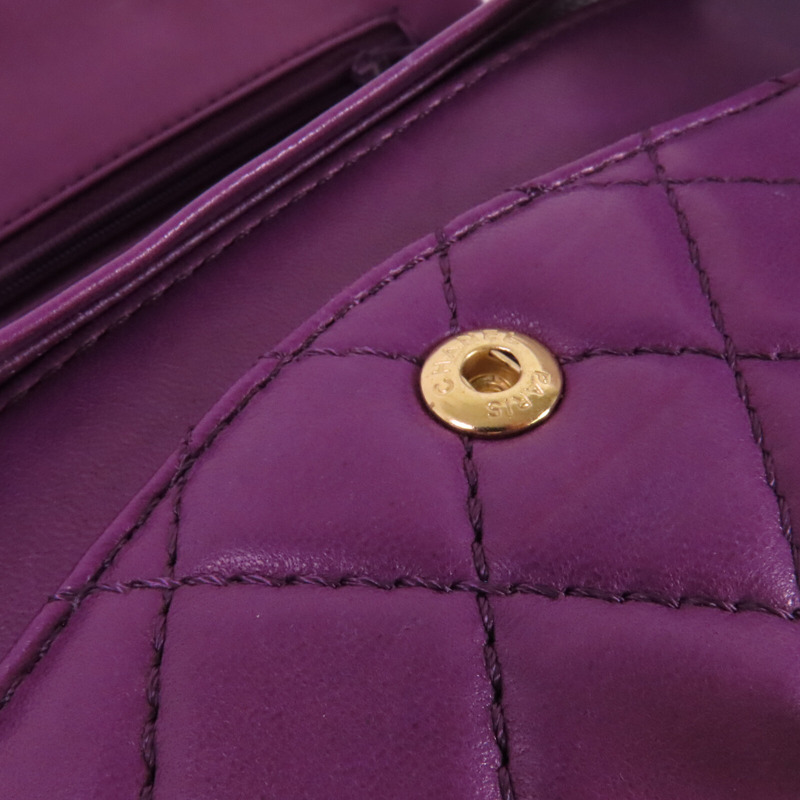 CHANEL 羊皮皮革Classic 25金扣鏈帶肩背袋-17