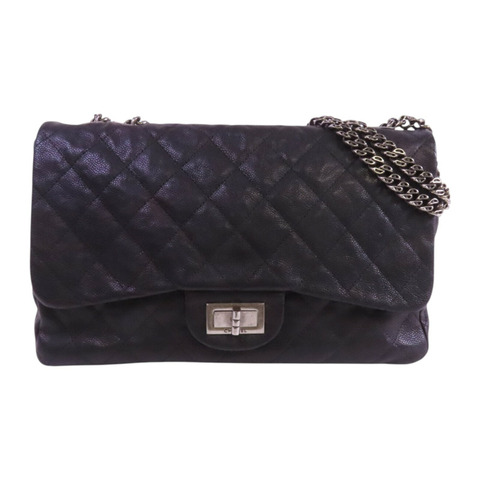 CHANEL 牛皮皮革Chain Shoulder Bag銀扣鏈帶肩背袋