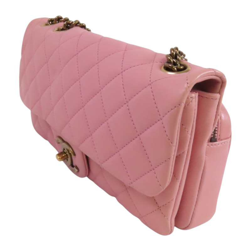 CHANEL 牛皮皮革Chain Shoulder金扣鏈帶肩背袋-2