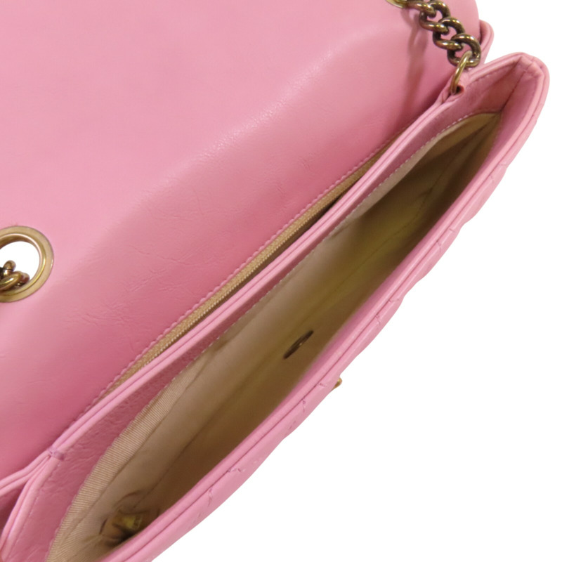 CHANEL 牛皮皮革Chain Shoulder金扣鏈帶肩背袋-4