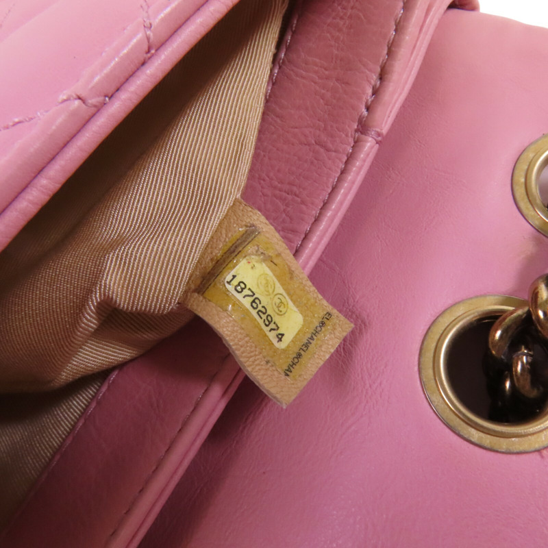 CHANEL 牛皮皮革Chain Shoulder金扣鏈帶肩背袋-5