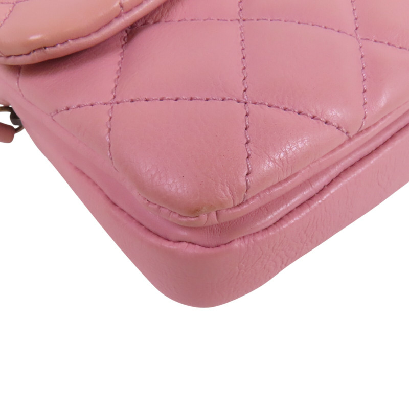 CHANEL 牛皮皮革Chain Shoulder金扣鏈帶肩背袋-10