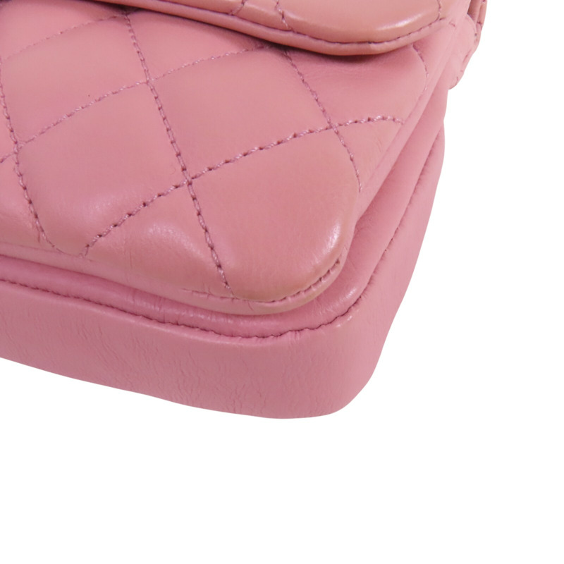 CHANEL 牛皮皮革Chain Shoulder金扣鏈帶肩背袋-11