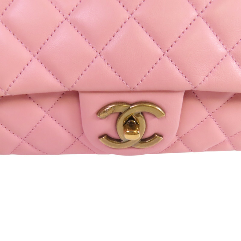 CHANEL 牛皮皮革Chain Shoulder金扣鏈帶肩背袋-15