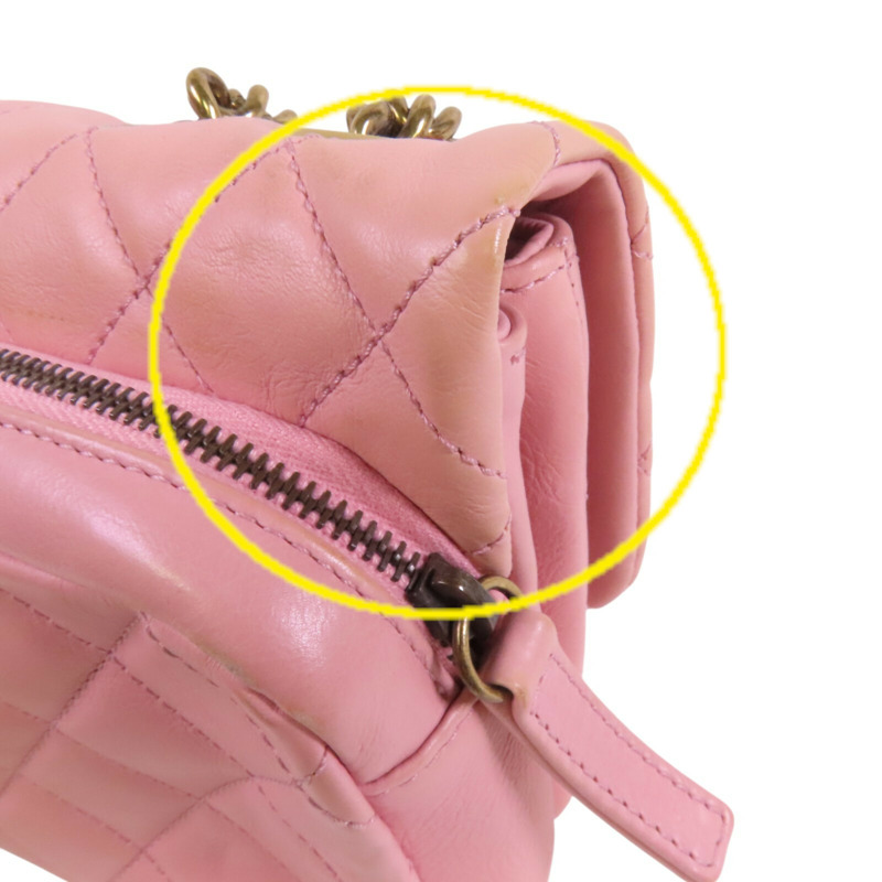 CHANEL 牛皮皮革Chain Shoulder金扣鏈帶肩背袋-19