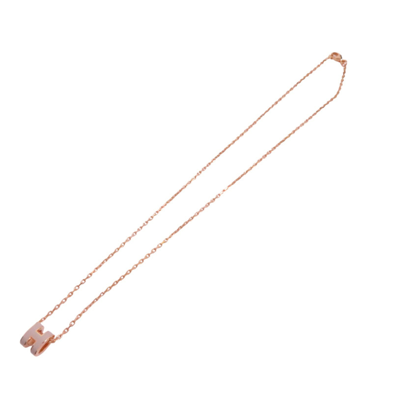 HERMES 金屬/琺瑯Pop H Mini Necklace金扣項鏈-4