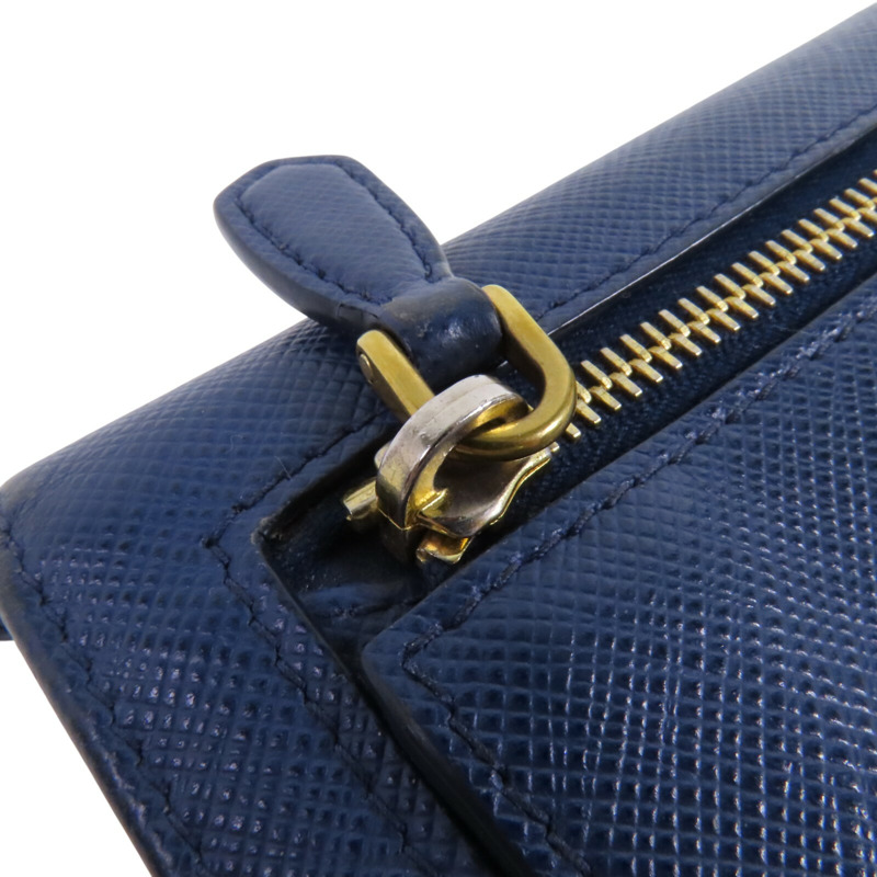PRADA Saffiano皮革Long Wallet金扣長錢包-15