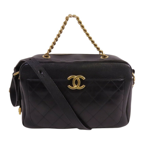 CHANEL 牛皮皮革Chain 2Way Shoulder Bag金扣鏈帶手挽肩背兩袋