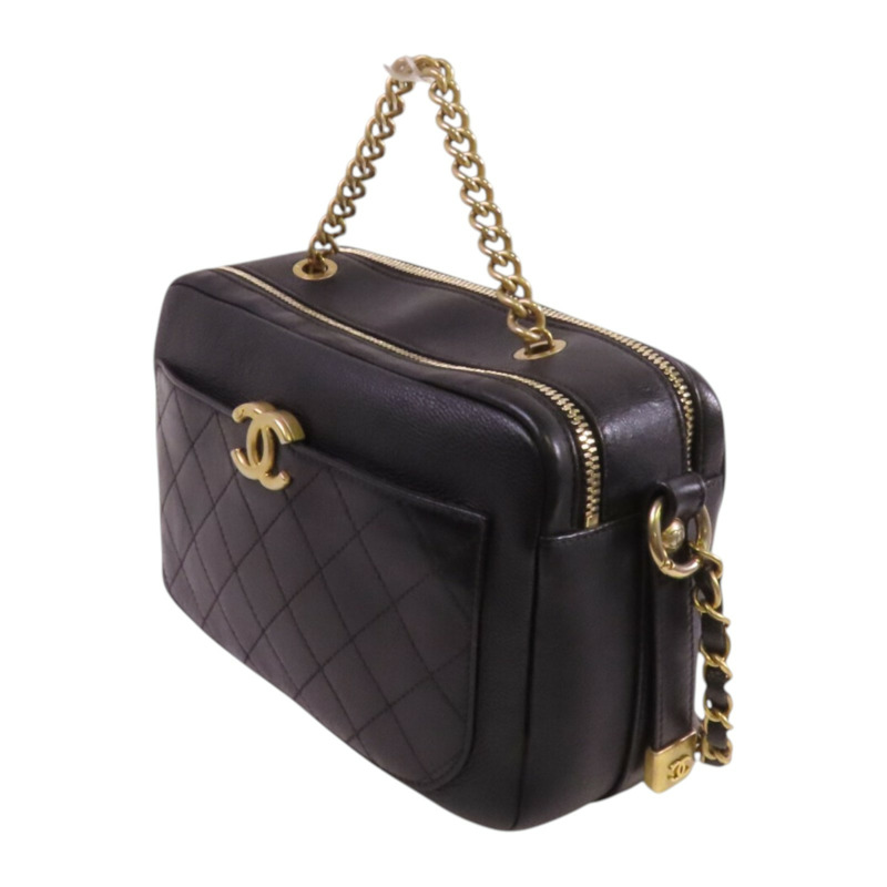 CHANEL 牛皮皮革Chain 2Way Shoulder Bag金扣鏈帶手挽肩背兩袋-2