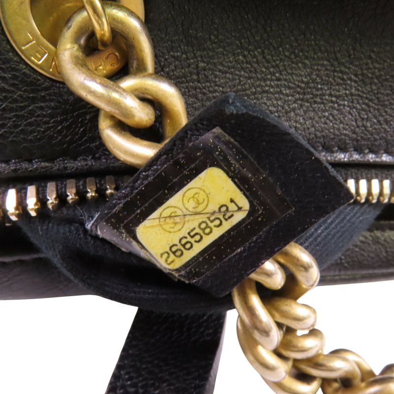 CHANEL 牛皮皮革Chain 2Way Shoulder Bag金扣鏈帶手挽肩背兩袋-6