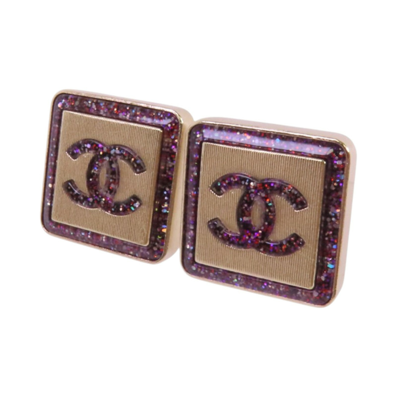 CHANEL 金屬/PVCEarrings金扣耳環-1