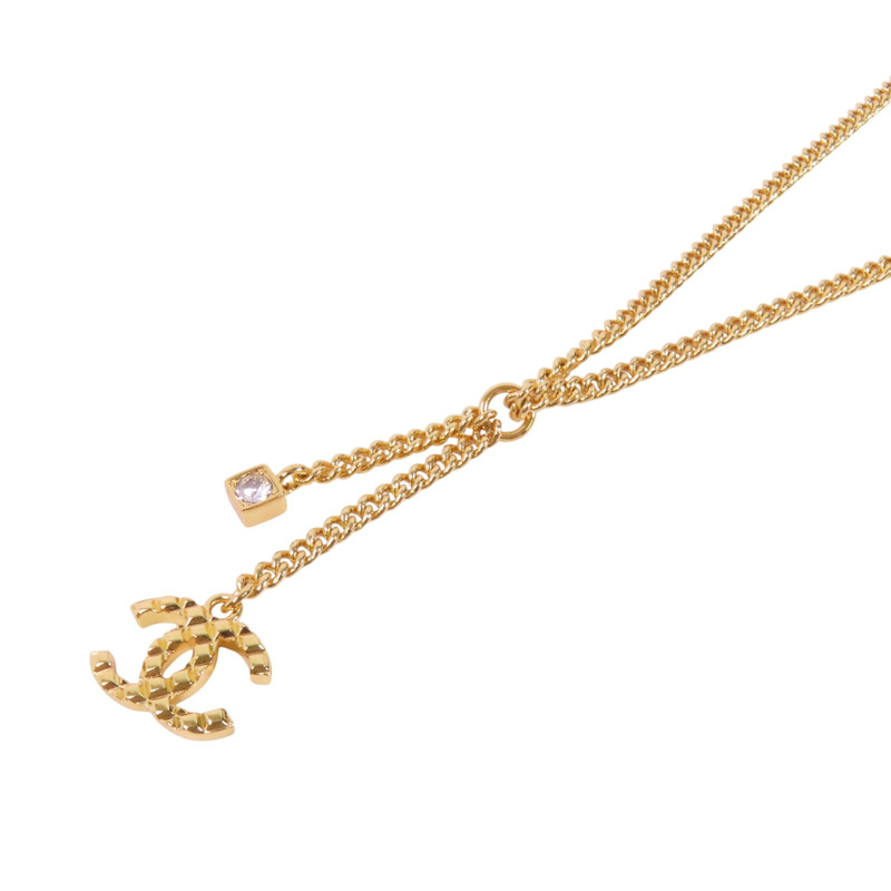 CHANEL 金屬/水鑽Necklace金扣項鏈-1